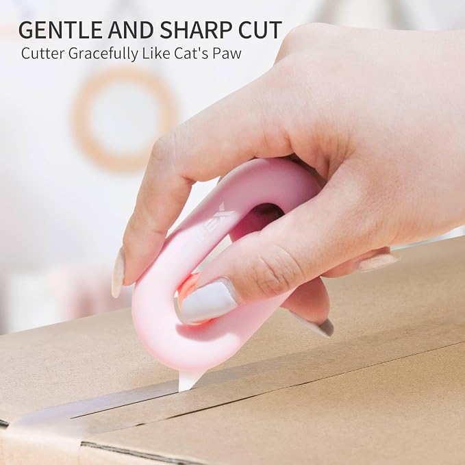 Ceramic Box Cutter, Box Cutter Retractable, Pink, Mini, keychain, Safety, Cute, Magnetic Package Opener, Box Opener Cutter for Daily Online Shopping/Kitchen/Office/Beauty Gift Unpacking
