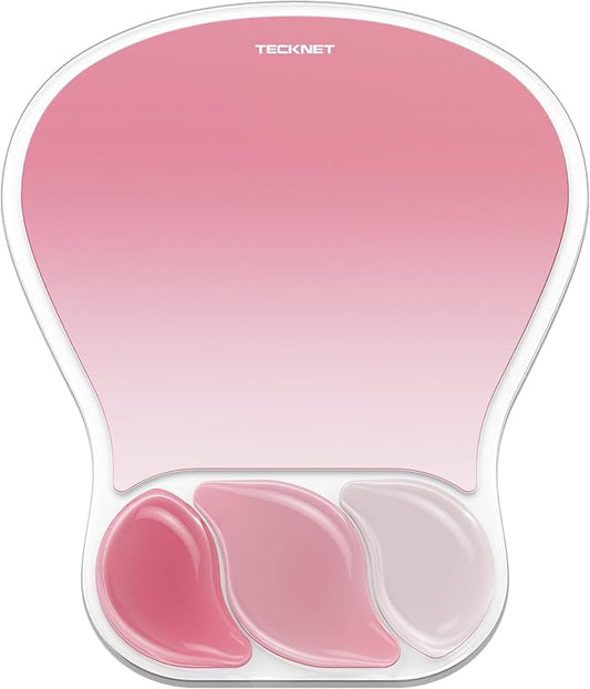 TECKNET Gel Ergonomic Mouse Pad, Mouse Pad with Wrist Rest with Gel Wrist Support for Relieve Wrist Pain Comfortably - Non-Slip Base & Waterproof Surface for Office, Gaming, and Study Comfort - Pink