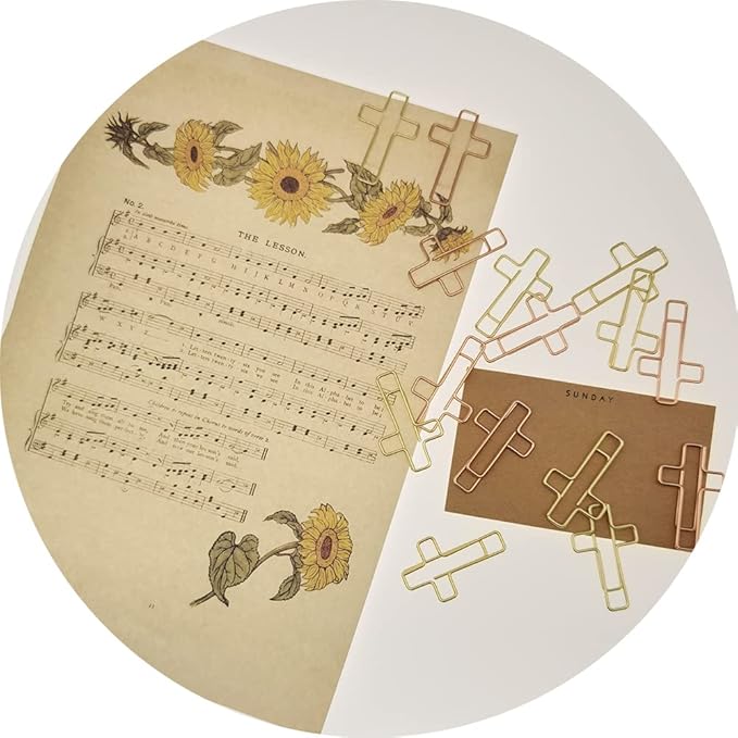 50 PCS Cross Paper Clips for Bible Study, Rose Gold Desk Accessories Christian Gifts for Women