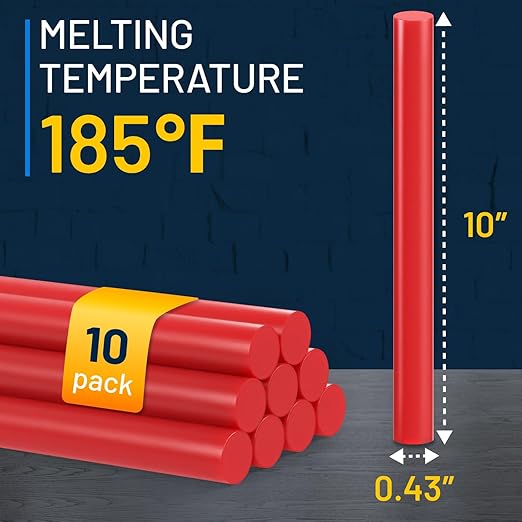Monstrous Red PDR Glue Sticks (10 Pack) - PDR Glue for Unmatched Adhesion and Precision Dent Removal – Professional Paintless Dent Repair Glue Sticks