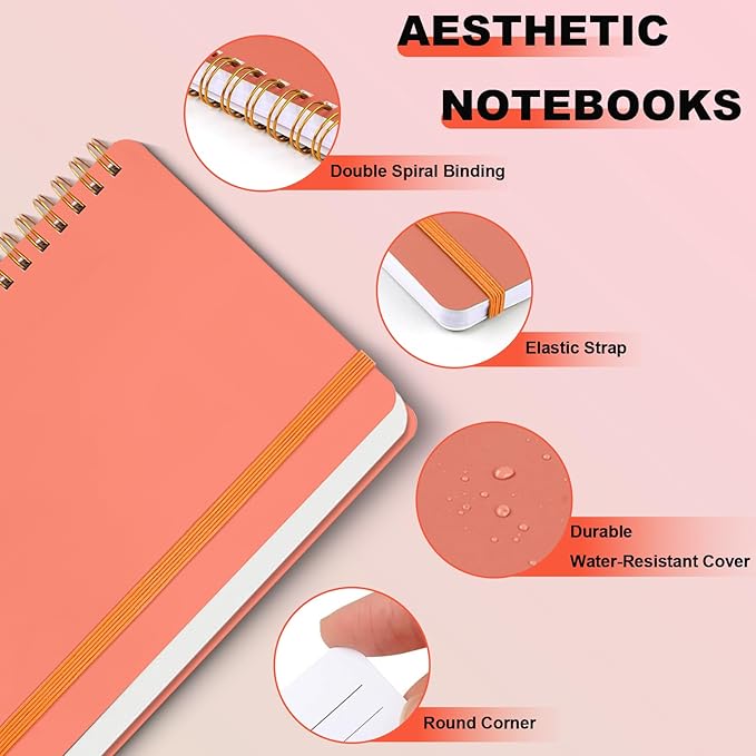 12 PCS Spiral Notebook, Spiral Journal Notebook, Notebooks for Work, Note Taking, School, Small Notebooks with Strap, Cute Notebooks for Women