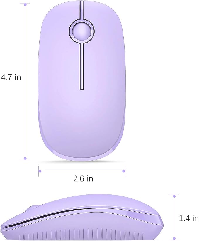 VssoPlor Wireless Mouse, 2.4G Slim Computer Laptop Mouse, Light Purple | Portable Mouse, Plug & Play USB Nano Receiver, Quiet Silent Optical Mice for Notebook, PC, Laptop, Computer, Windows, Mac