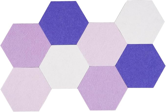 8Pcs Hexagon Felt Cork Board Tiles Self Adhesive Bulletin Board, Pin Board for Wall Decor Memos Photos Display (Set F)