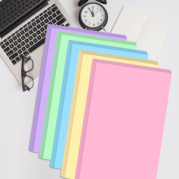 8.5" x 14" Colored Copy & Print Paper - 50 Sheets/100 Pages 5 Colors Rainbow Printer Paper, 20 lb Legal Size Colored Origami Paper in Office/School/Home