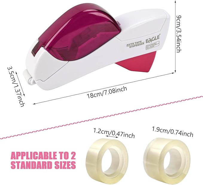 Automatic Tape Dispenser for Wrapping Gifts, Handheld Packaging Tape Dispenser Gun with Cutter, Dispensers for Adhesive Tapes-White