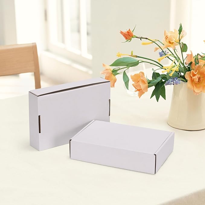 HORLIMER 6x4x1 Shipping Boxes Set of 30, White Corrugated Cardboard Mailer Box for Packing Small Business