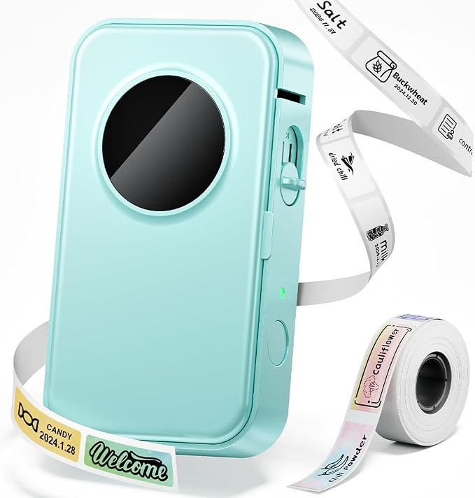 Phomemo Label Maker Machine with Tape, D35 Portable Bluetooth Label Printer | Small Lael Printer No Ink Wireless, Household & Classroom Essentials for Home, Office, School & Small Business