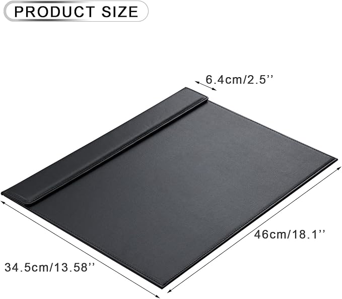 18''x14'' Large Rectangle A3 Desk Writing & Drawing Desk Pad &Board Table Protector Mat with Paper Clip on Top Black
