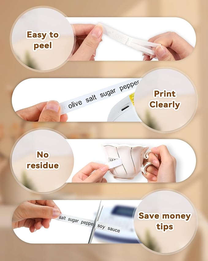 TZe-221 TZe221 TZe TZ Tape 9mm 0.35 Laminated White Replacement for Brother Label Maker Tape 9mm P Touch Label Tape, Compatible with Brother PT-D220 PT-D210 PT-H110 PT-1890, 3/8 Inch, 5-Pack