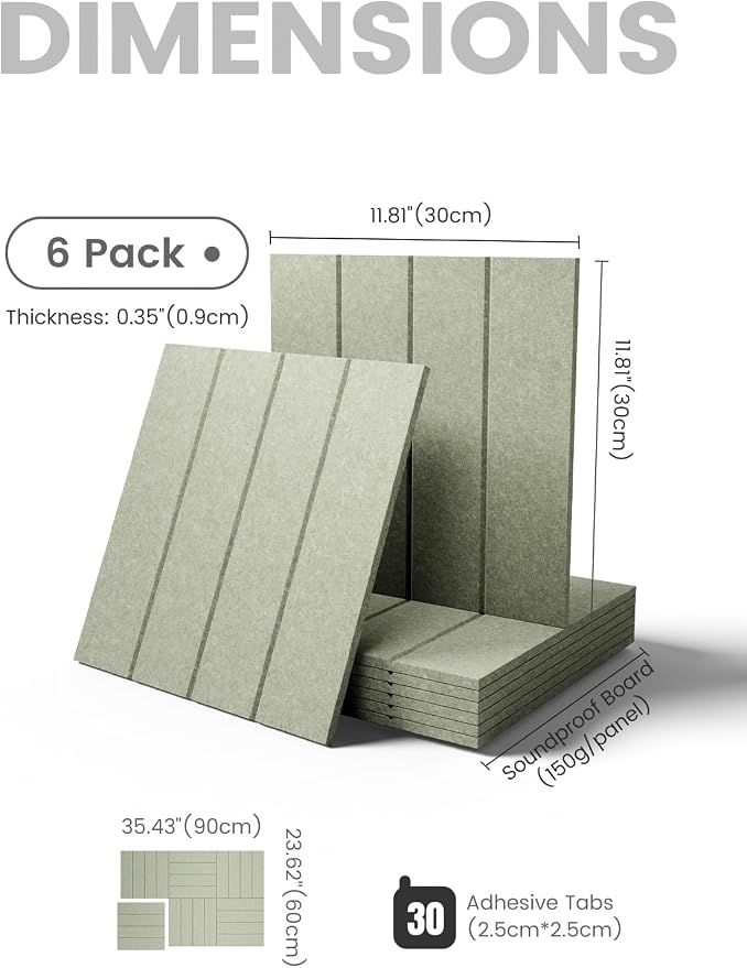 Fluxynara 36" x 24" Large Felt Bulletin Board, Sage | 6 Pack Cork Board Alternative with 30 Safe Adhesive Tabs, Pin Boards for Wall Decor, Home, Office, Classroom,Dorm