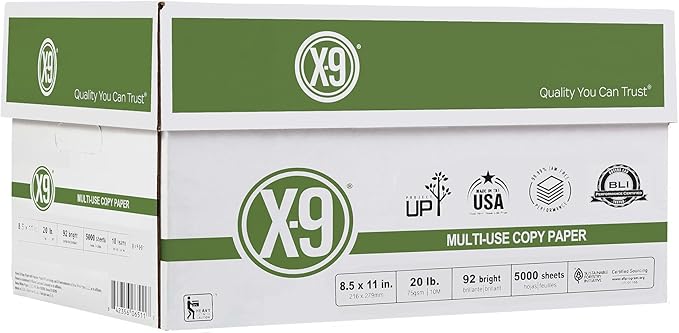 (8.5"" x 11"" Letter) - X-9 Multi-Use Print & Copy Paper, White, Brightness 92, Pallet of 40 Cases- 200,000 Pages Total