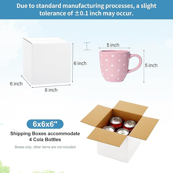 Famagic 10 Pack 6x6x6 Inch Small Shipping Boxes White Corrugated Cardboard Boxes Mailer for Small Business, Mailing Boxes for Packaging Bulk