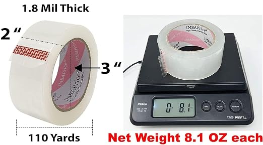 iMBAPrice Sealing Tape - 1 Box of Premium (36 Roll of 110 Yards) 36x330 Feet Long 2" Wide Ultra Clear Shipping Packaging Tape | 3,960 Total Yards, Heavy Duty Shipping, Strong Adhesive Carton Sealing, For Moving, Mailing & Storage