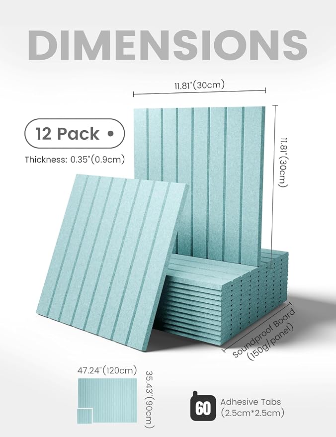 Fluxynara 48" x 36" Large Felt Bulletin Board, Aqua Blue | 12 Pack Cork Board Alternative with 60 Safe Adhesive Tabs, Pin Boards for Wall Decor, Home, Office, Classroom,Dorm