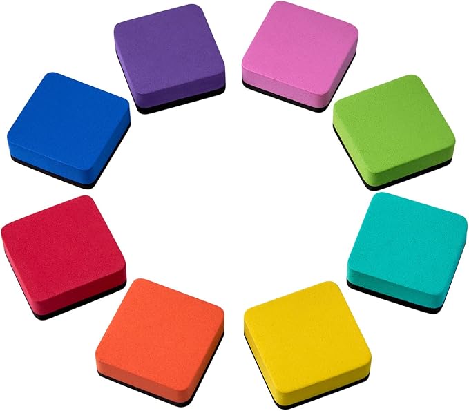 Dry Erase Erasers, 40 Pack Magnetic Whiteboard Dry Erasers | Chalkboard Cleaner Wiper for Kids and Classroom Teacher Supplies Home and Office, 8 Color