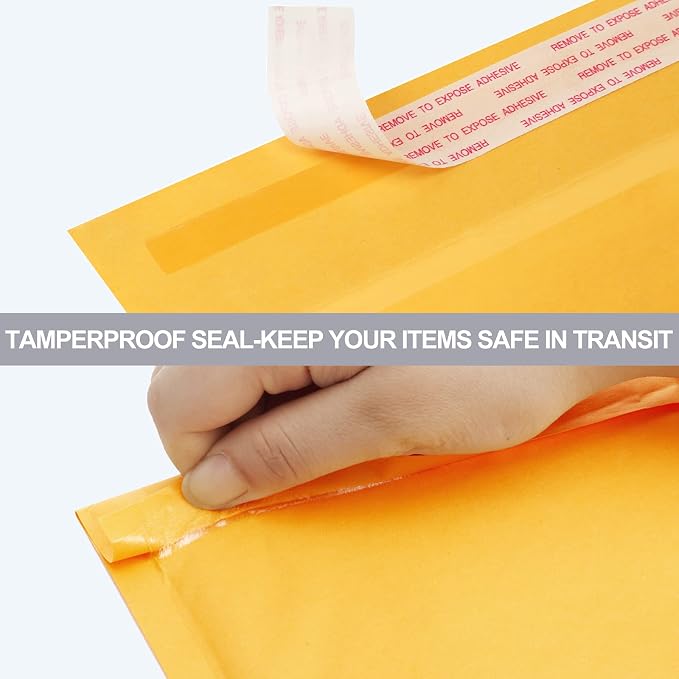 UCGOU Kraft Bubble Mailers 12x16" 25 Pack Usable Size 12x15" Yellow Padded | Self Seal Waterproof Padded Envelopes,Tear Resistant Large Bubble Mailer Shipping Bags for Book,Packing for Small Business