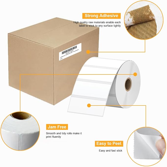 (15600 Labels/12 Rolls) Labelebal 3-Proof 1" Core 12 Rolls 3" x 1" Inch Direct Thermal Labels & Stickers,Address Shipping Labels Compatible with Rollo & Zebra Desktop Printers Adhesive