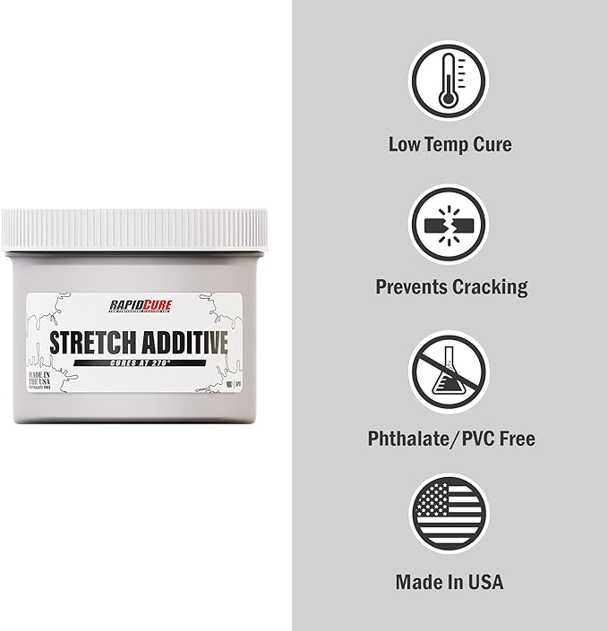 Rapid Cure® Stretch Additive – for Plastisol Ink, Prevents Cracking on Stretch Fabrics – Cures at 270°, Screen Printing Additive for Lycra & Spandex - Screen Print Direct® (Quart - 32oz., Off White)