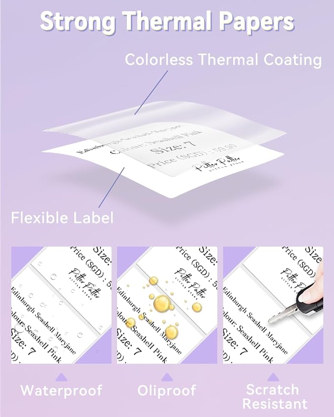 Phomemo M220 Labels 3 Rolls,2.36"x 3.14", for M220/M250/M221/M260, 270 PCS | Square 60x80mm Waterproof Thermal Sticker, Use for Barcode, Listing, Business, Home,Organization, Office, Warehouse, White