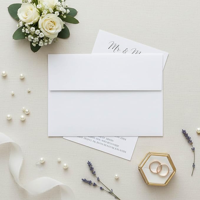 YINUOYOUJIA 100 Pack A4 Envelopes,4x6 White Envelopes,Self Seal for Invitations, Weddings, Baby Shower, Photos, Postcards, Greeting Cards, Mailing