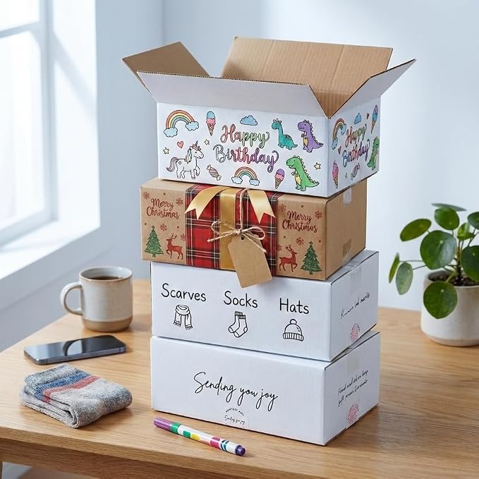 Shipping Boxes 10X6X4 Set of 25, White Corrugated Cardboard Box for Mailing Business Packaging