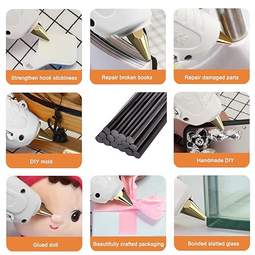 Black Hot Glue Sticks: 12 Pack Full Size Glue Sticks Bulk for Hot Glue Gun 8 Inch Long X .43 Inch Diameter (12PCS Black)