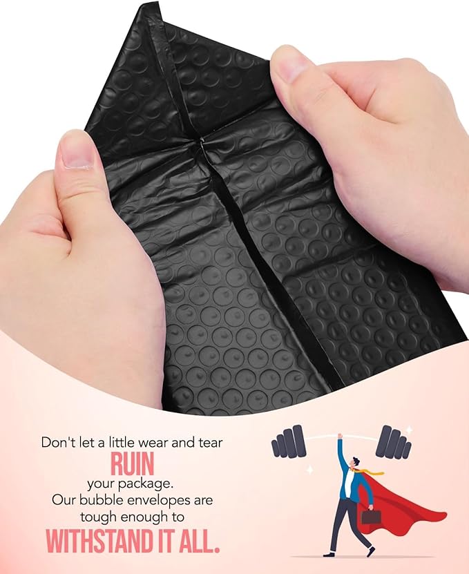 GSSUSA Black Bubble Mailers 8.5X12 Inches 480 Pack, Padded Poly Bubble Mailer, Large padded Envelopes Strong Adhesion Bubble Envelopes,Self-Seal Mailing Envelopes for Small Business,Package Supplies