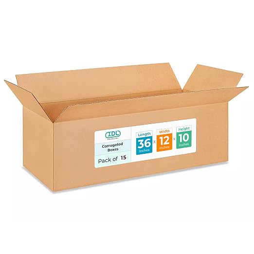 Large Shipping & Moving Boxes 36"L x 12"W x 10"H (15-Pack) - Extra Strength 200 lb vs Regular - Corrugated Boxes for Packaging Moving Stuff - Durable Box Moving - Corrugated Box by IDL Packaging | Extra Strength 200 lb vs Regular - Corrugated Boxes for...