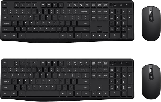 2.4G Wireless Keyboard Mouse Combo Full-Sized for Computer(2 Pack, Black) | Ergonomic, Low profile Keys, 3 DPI Adjustable, 2.4G Quiet Click Keyboaed Set for Laptop/Windows/Mac Lovaky