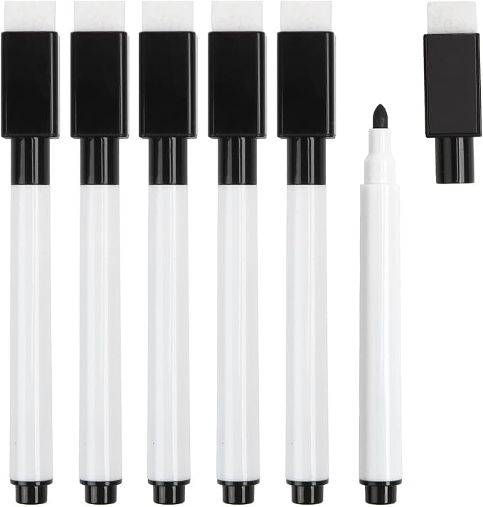 SULOLI 20Pcs Black Magnetic Dry Erase Markers, Small Dry erase Markers Fine Point Tip WhiteBoard Markers for Kids Teachers Office School Supplies