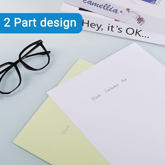 150 Sets 8.5X11 Inches Blank Carbonless Notepad, 2-Part Blank Carbonless Lab Notebook, Carbon Duplicate Copy Paper (50 Sets each Pad, 3 Pads)
