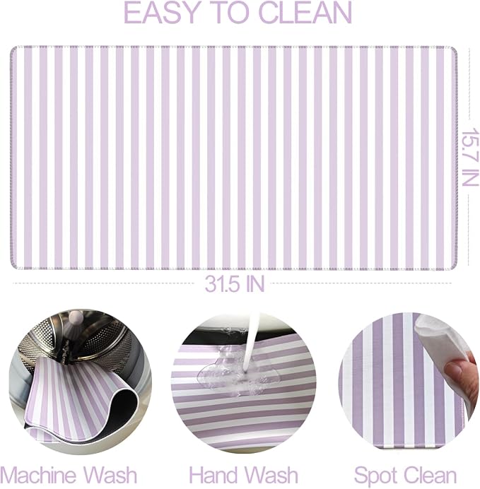 Purple Striped Desk Mat Cute Pastel XXL Large Gaming Mouse Pad Desk Pad Kawaii Cozy Aesthetic Keyboard Laptop Computer Mat Home Office Decor for Women