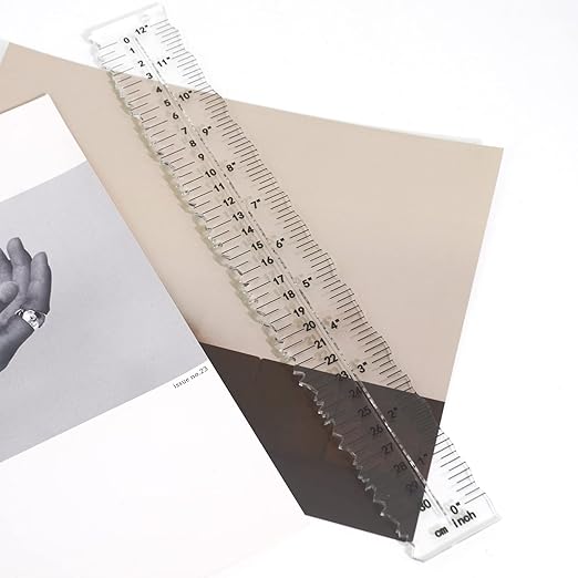Acrylic Paper Tearing Ruler Craft Ruler for Cutting Paper to Wavy Line Jagged and Irregular Edges 12'' Measuring Tool for Engineering School Office Architect and Drawing