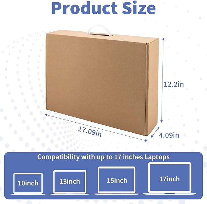 Laptop Shipping Box with Protective Foam for up to 17.3 Inch Notebook, Cardboard Laptop Box for Shipping, Secure Mailing Boxes (17"L x 12"W x 4"H)