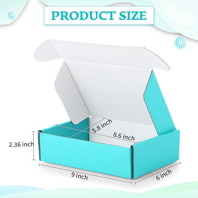 Spakon 50 Packs Shipping Boxes Cardboard Corrugated Mailer Packaging Boxes for Small Business Cute Small Box Cardboard Carton Box Mailers for Packaging Product(Blue,9 x 6 x 2.36 Inches)