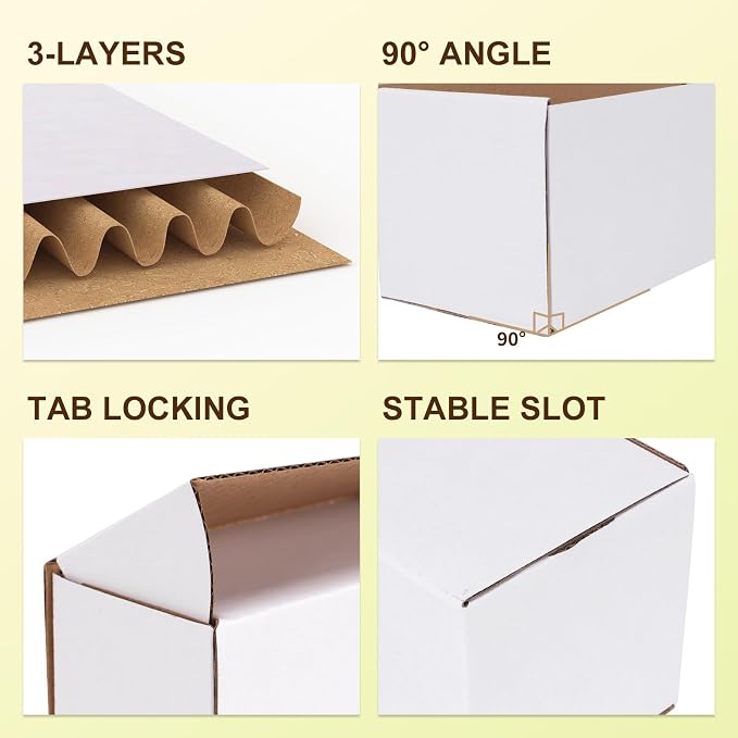WIFTREY 30 Pack Assorted Sizes Shipping Boxes, 10X7X5 & 9X6X4 & 8X6X4 Small shipping box White, 10 PCS Each Corrugated Cardboard Box for Packaging Small Business, Mailing