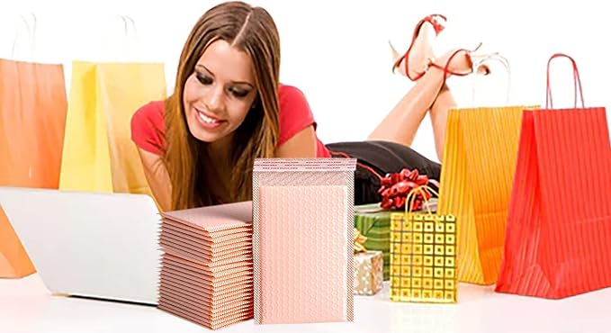 Small Poly Bubble Lined Mailers Padded 24 Pack 5x7 Inches 4 Colors (Pink Green Black Light Pink) Shipping Envelopes Self Seal Mailer Waterproof, Shockproof and Dustproof (4 color - 5x7 Inches-24pcs)