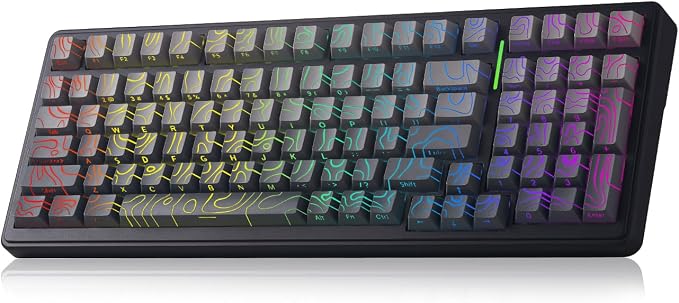 Aula F99 Keyboard Gaming,Wireless Mechanical Keyboards Creamy Sound | Computer Bluetooth Keyboard Full Size Hot Swappable RGB Backlit w/8000mAh Battery,Gradient Grey Tri-Mode BT/2.4GHz/USB