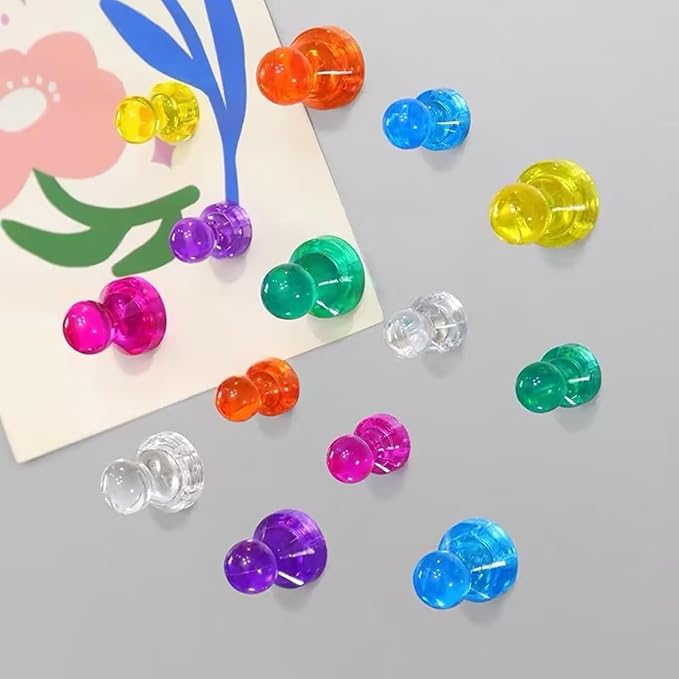 Strong Fridge Magnets, 80 Pack, 11 x 17 mm Multicolor, Heavy-Duty Magnetic Push Pins for Refrigerator, Whiteboard, Office, Classroom, Kitchen & Locker Decoration