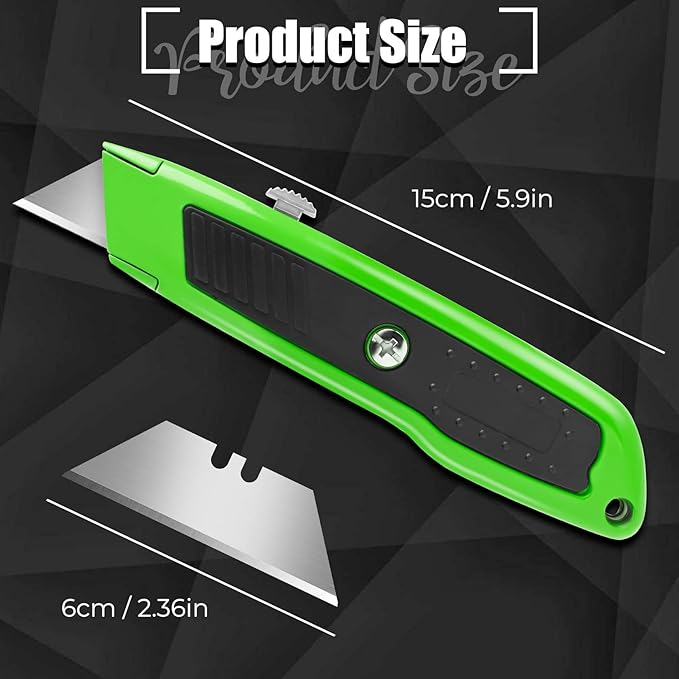 2 Pack Box Cutter Utility Knife with Extra 10 SK5 Blades & Anti-slip Rubber Handle, Box Cutter Retractable, Portable Box Opener Razor Knife for Home Office Construction
