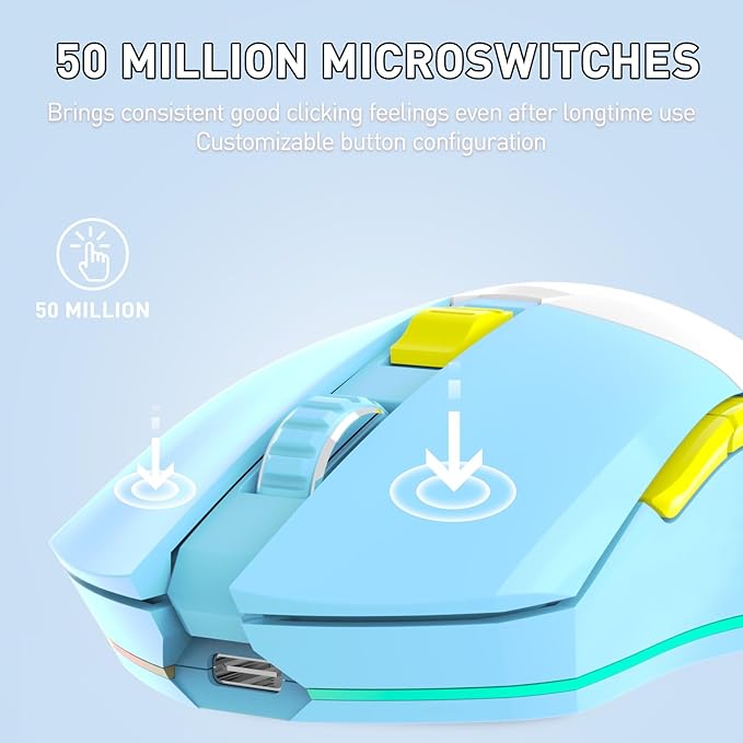 DAREU EM901X Wireless Gaming Mouse with Charging Dock Rechargeable RGB,12K DPI,6 Programmable Buttons High-Precision Sensor [300IPS] [1000Hz] for PC Notebook Mac