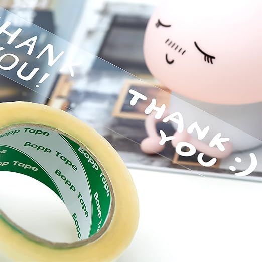 Designer Cute Packing Tape, Colorful Printing Shipping Tape, Carton Decorative Tape for Sealing Boxes, Thank You - White, 1.77" x 110 yd