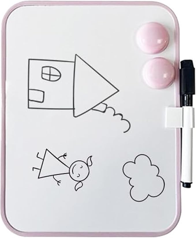 Magnetic Whiteboard with Marker and Magnets, 6" x 8",Small Whiteboard for Classroom, School Locker,Home, Office (Pink)