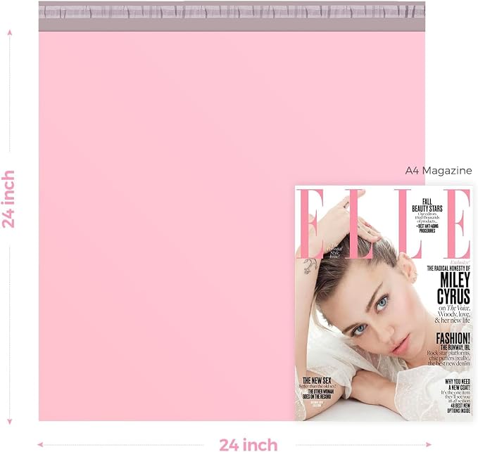Metronic Poly Mailers 24x24 50 Pack, Extra Large Self Seal Shipping Bags | Strong Adhesive Waterproof Tear-resistant Mailing Envelopes, Packing Bags for Blankets, Clothing, Small Business, Light Pink.