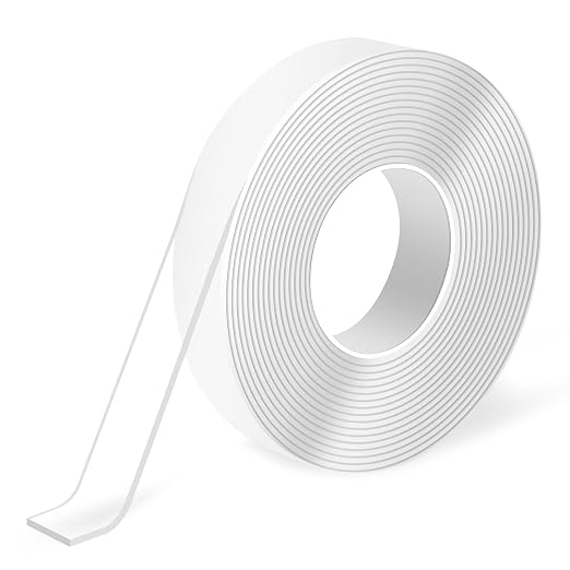 Art3d Traceless Double-Sided Foam Tape, 1/24" x 1/2" x 10', 1 Roll, Crystal | Strong Adhesion, Removable, Reusable, Waterproof, Residue-Free, Damage-Free, for Home, Office, Suitable for Renters, DIYers