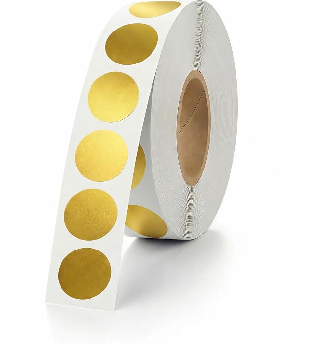 1000 PCS Colored Dot Stickers 1/2" Round Circle Colored Coding Labels Dot Stickers for Toddlers,Classroom,Office (Gold)