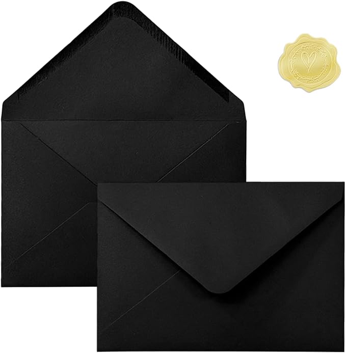 50 PCS Black Colorful A4 Envelopes,4x6 Envelopes for Invitations | 4x6 Envelopes for Greeting Cards, Great for Invitations, Wedding Invitation, Birthday, Baby Shower, Graduation