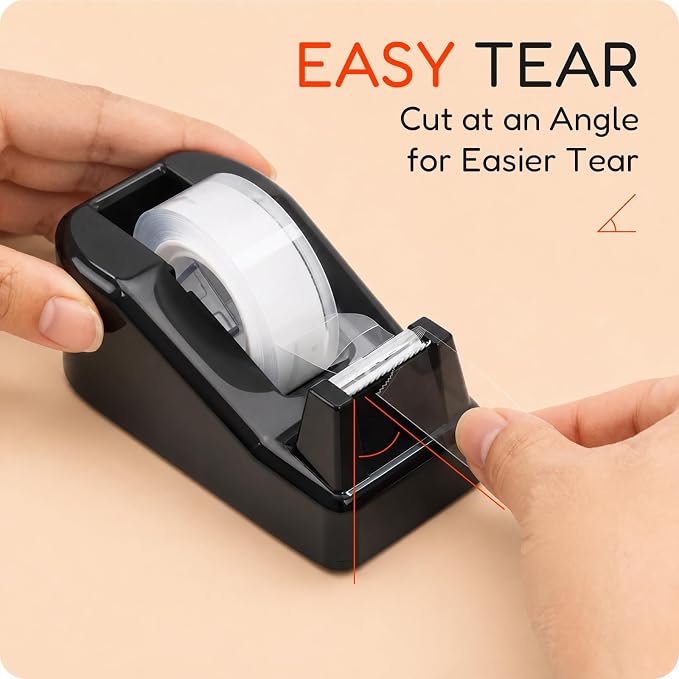 Lightweight Desktop Tape Dispenser, 6 Rolls Tape, 1-Inch Core | Tape Holder with Stable Non-Skid Base, 0.71 in x 1000 in per Roll, for Office Home School & Travel