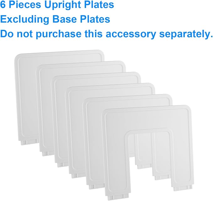 Adjustable File Sorter Accessories 6 Pieces Upright Plates, Expandable File Folder Holder Accessory, Desktop Binder Organizer, School Office File Organizer, White