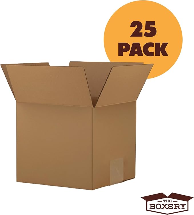 The Boxery Cube 11 x 11 x 11-inch Corrugated Cardboard Boxes, Medium | Pack of 25 for Shipping, Moving, and Storage, Curbside Recyclable, Strong Wholesale Bulk Boxes